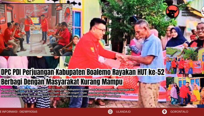 DPC PDI Perjuangan Kabupaten Boalemo Rayakan HUT ke-52 dengan Berbagi Kepada Masyarakat Kurang Mampu