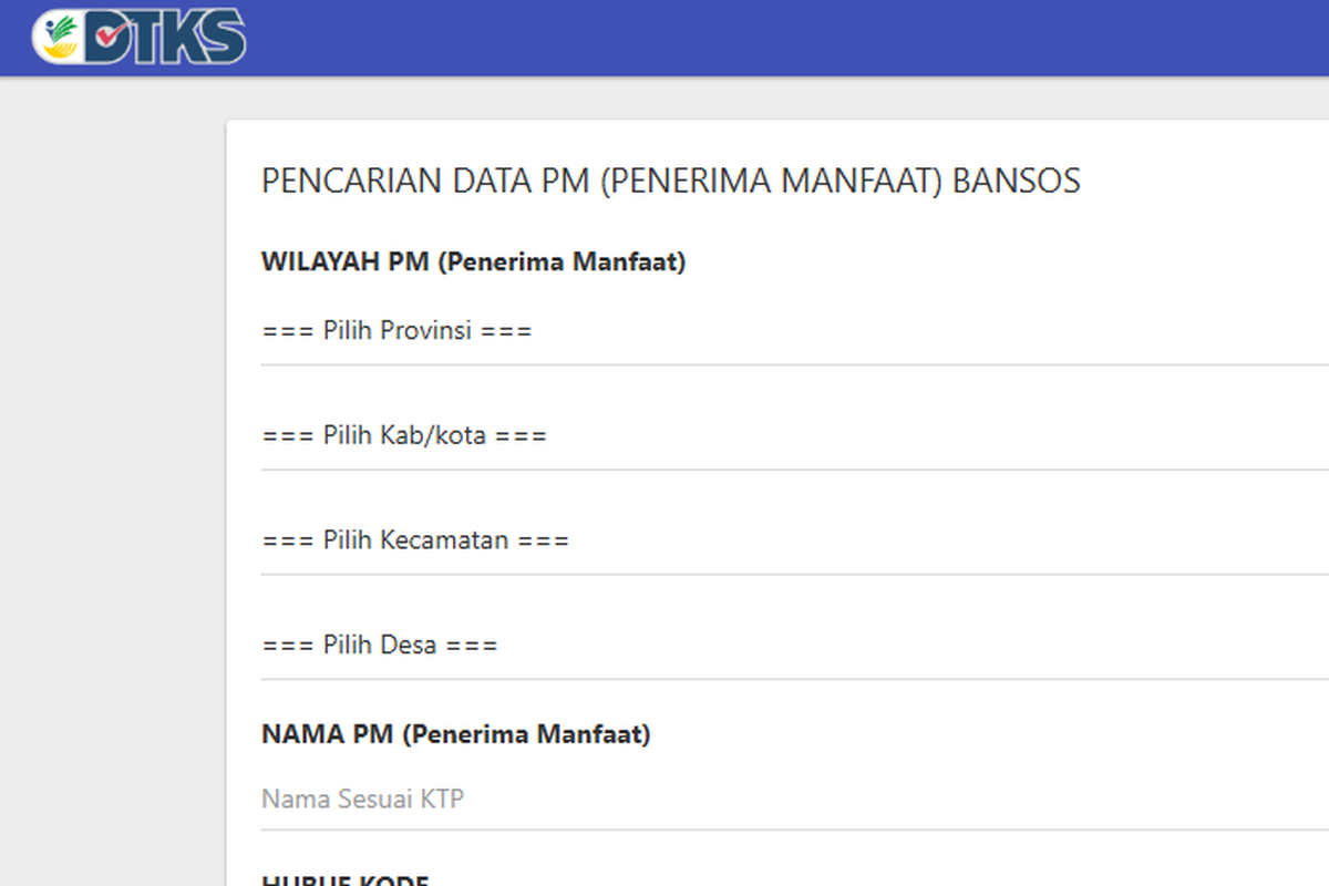 Tangkapan layar tampilan situs Cek Bansos Kemensos.(Kemensos)