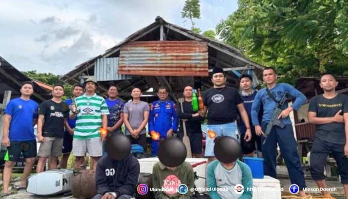 Ketiga tersangka saat diamankan petugas pada Senin, 10 Maret 2025. (foto.istimewa)
