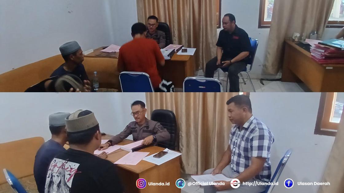 Kasubditgakkum, Aipda Ismail Boudelo dan Bripka Adi Junaidi Botutihe saat menyerahkan berkas perkara kaus bom ikan, bersama tiga tersangka dan barang bukti ke Kejaksaan Negeri Pohuwato. (foto.istimewa)