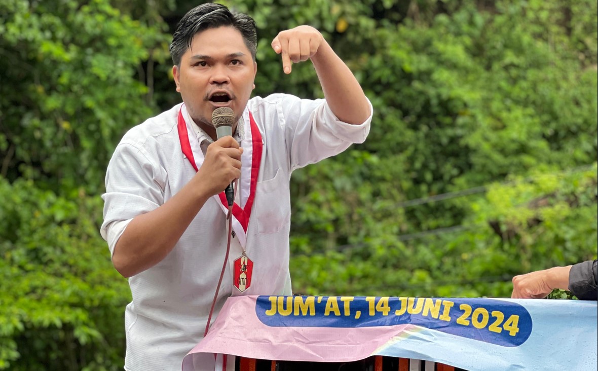 Ketua Cabang Gerakan Mahasiswa Nasional Indonesia (GMNI) Kabupaten Gorontalo, Rizal Agu.