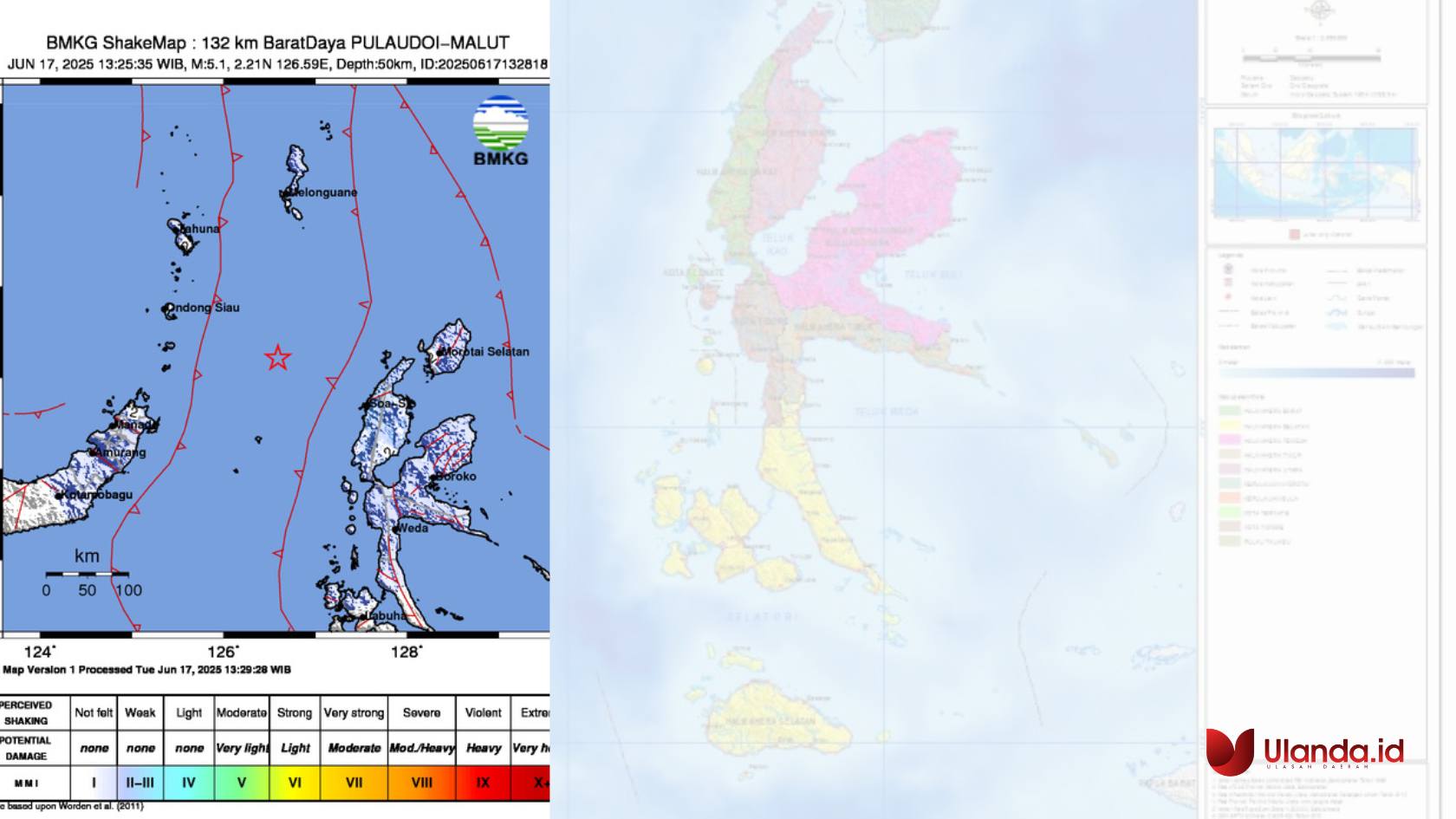 Pusat gempa yang mengguncang pulaidoi - maluku utara selasa 17 juni 2025