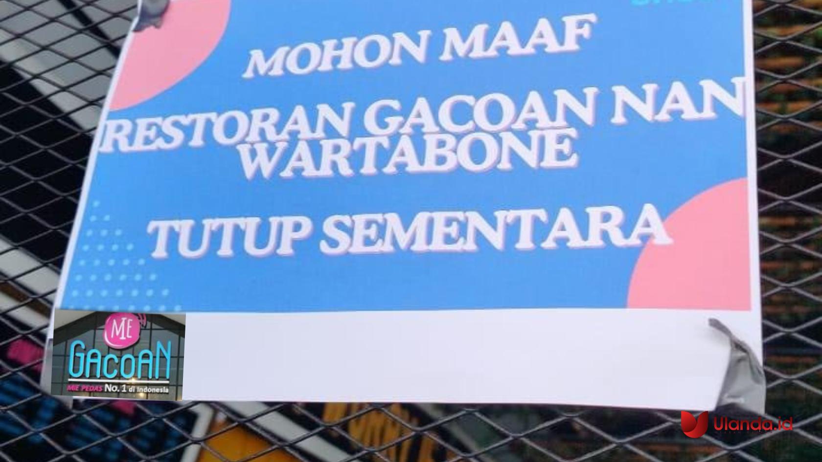pengumuman terkait ditutupnya mie gacoan kota gorontalo