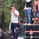 mikson yapanto saat memberikan pernyataan sikap dihadapan masa aksi AMPERA penambang rakyat bone bolango (fhoto:dok.humas)