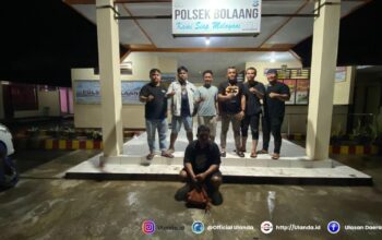 Tersangka saat diamankan oleh Tim Opsnal Resmob Otanaha Polda Gorontalo, dengan dukungan dari Tim Opsnal Resmob Polres Bolaang Mongondo