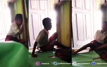 Galang Rawadang (12) anak kelas 5 SD menangis (fhoto: tangkap layar)