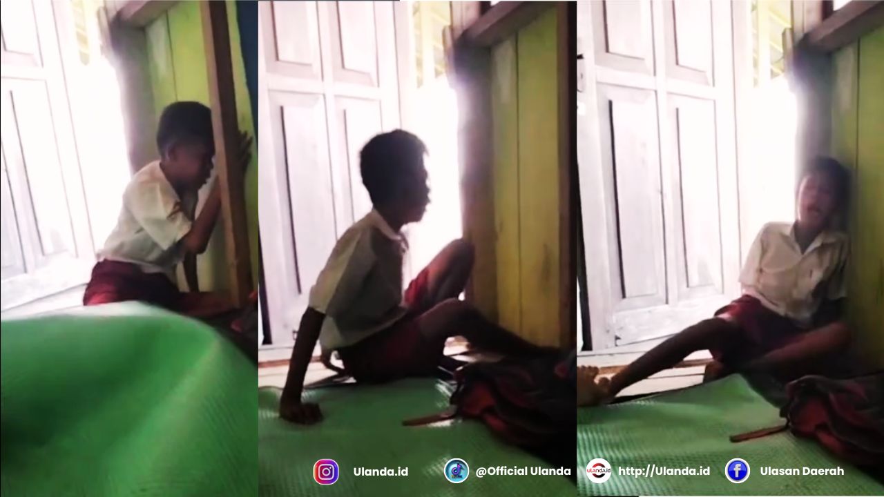 Galang Rawadang (12) anak kelas 5 SD menangis (fhoto: tangkap layar)