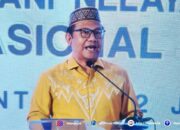 sekretaris daerah provinsi gorontalo Sofian Ibrahim saat membuka Rembuk Madya KTNA Nasional. (fhoto:dok/redaksi ulanda))