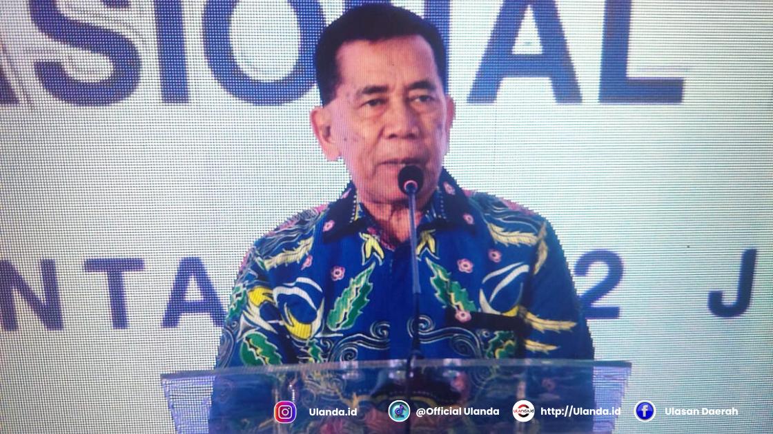 Ketua Umum KTNA Mohammad Yadi Sofyan Noor saat memberikan sambutan pada pembukaan Rembug Madya KTNA Nasional di provinsi gorontalo, Kamis 12 Juni 2025. (Fhoto:redaksi ulanda)