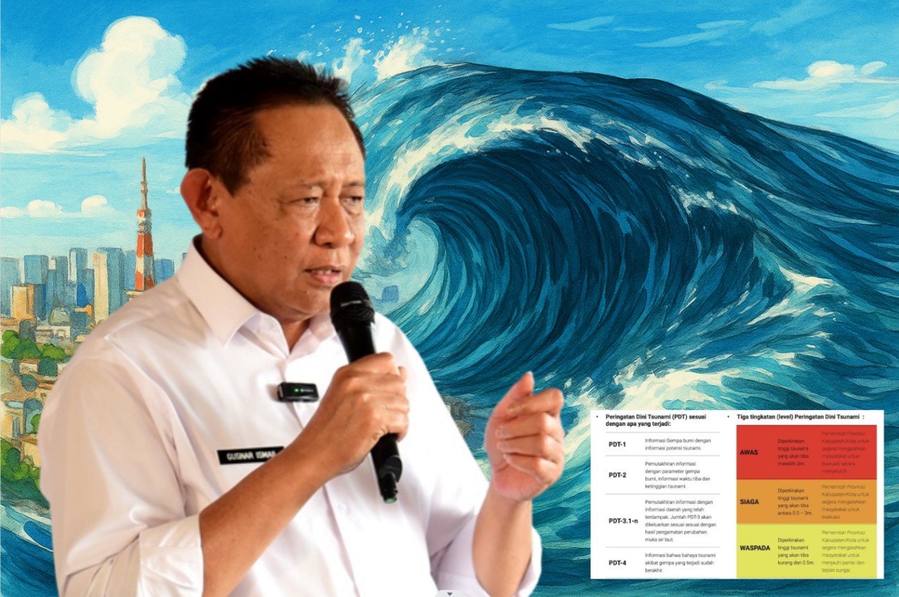 Gubernur Gorontalo Gusnar Ismail meminta pertama kepada seluruh warga masyarakat yang berada di sepanjang pantai Teluk Temini, Gorontalo ini, untuk waspada. Untuk waspada tapi tidak perlu panik. (Foto: Ist/Ulanda.id)