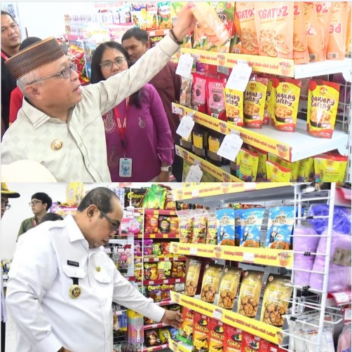 Wali Kota dan Bupati saat meninjau produk UMKM lokal di gerai Alfamart (Foto: Ist)/Ulanda.id