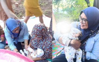 Anggota Dprd Provinsi Gorontalo Femmy Udoki meninjau lokasi pengungsia warga Bintalahe, Rabu, 30/7 (Foto:Dok/Ulanda.id)