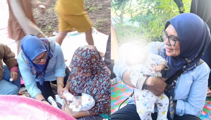 Ajak Warga Tetap Tenang Hadapi Isu Tsunami, Femmy Udoki Tinjau Pengungsi Desa Bintalahe.
