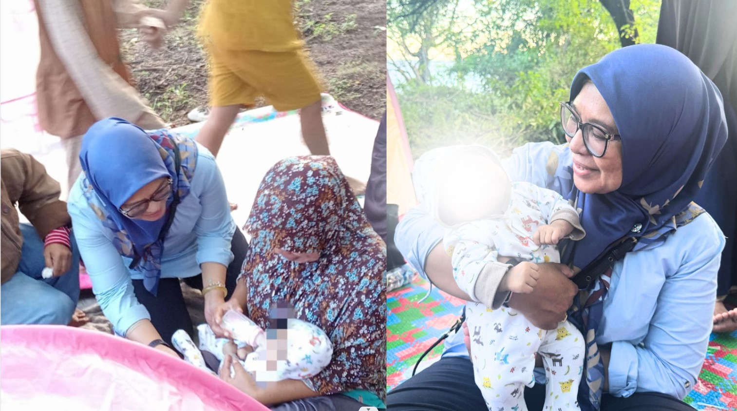 Anggota Dprd Provinsi Gorontalo Femmy Udoki meninjau lokasi pengungsia warga Bintalahe, Rabu, 30/7 (Foto:Dok/Ulanda.id)