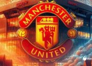 Logo Manchester United atau MU di Stadion Old Trafford (foto.pinterest)