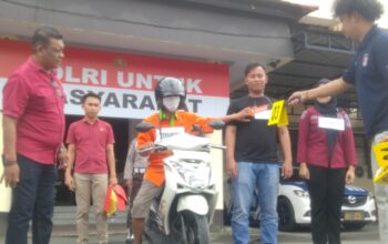 Polresta Gorontalo Kota gelar prarekonstruksi terkait kasus begal payudara yang dilakukan oleh seorang pedagang dengan inisial UH (33) kepada seorang perempuan berinisial DM (30). Kamis, (28/8/2025)/Ulanda.id