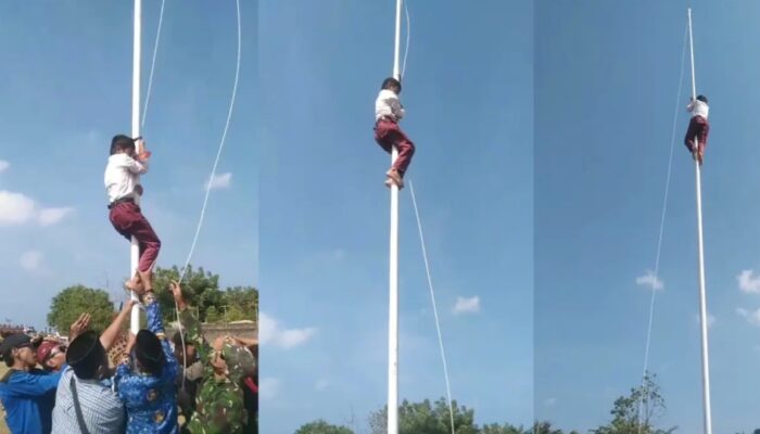 Viral! Raihan Diaz Berani Panjat Tiang Bendera Saat Upacara HUT ke-80 RI