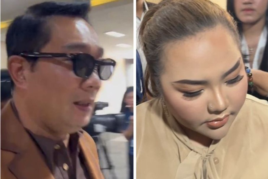 Mantan Gubernur Jawa Barat, Ridwan Kamil, dan Selebgram Lisa Mariana mendatangi gedung Bareskrim Polri, Jakarta, Kamis (7/8/2025). Keduanya hadir untuk pengambilan sampel DNA.(KOMPAS.com/IRFAN KAMIL)/Ulanda.id