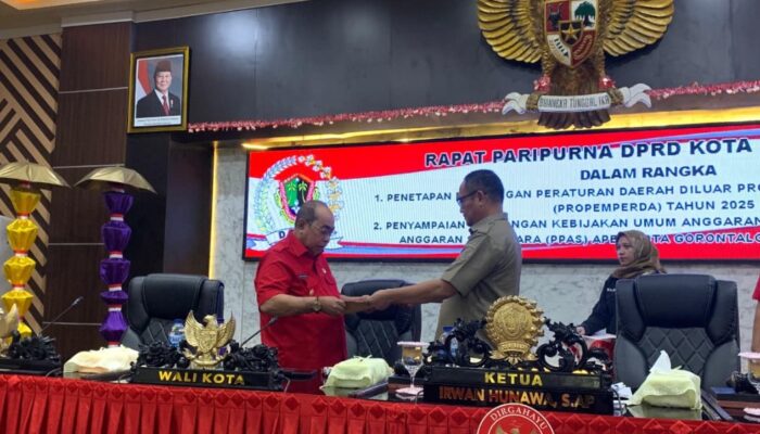 DPRD Kota Gorontalo Gelar Paripurna Penetapan Propemperda Tahun 2025
