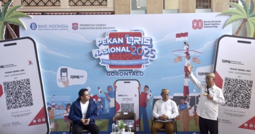 Bupati Ismet Mile didampingi Sekda Iwan Mustapa dan Plh Kepala Perwakilan Bank Indonesia Provinsi Gorontalo, M. Andi Destrian menghadiri dan membuka kegiatan QRIS Jelajah Budaya Indonesia 2025 yang digelar oleh Perwakilan Bank Indonesia Provinsi Gorontalo, di Kanor Perwakilan Bank Indonesia Provinsi Gorontalo, Selasa (12/8/2025). (F.AKP-Tim Redaksi)/Ulanda.id