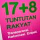 Kampanye 17+8 Tuntutan Rakyat yang viral di medsos dengan didominasi warna pink dan hijau.(KOMPAS.com/Zulfikar Hardiansyah)/Ulanda.id