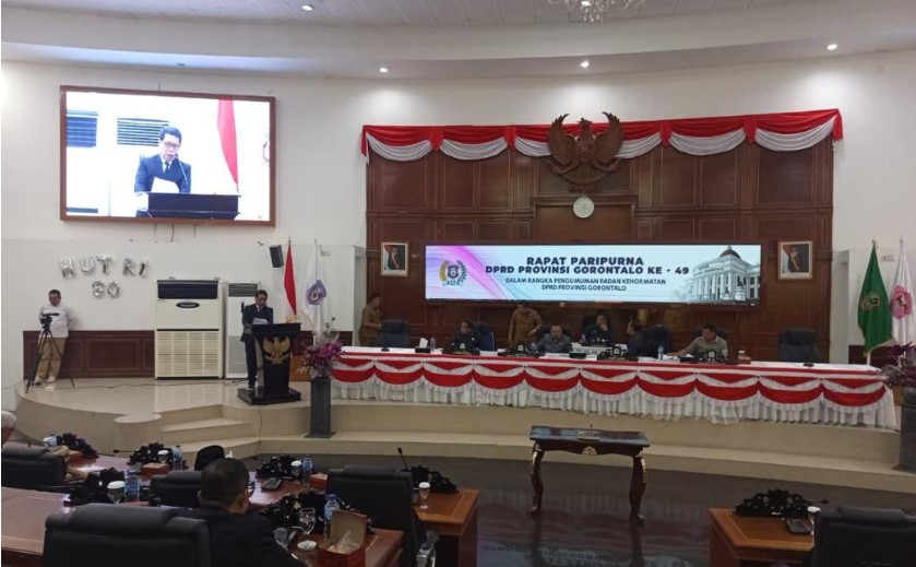 Rapat Paripurna DPRD Provinsi Gorontalo terkait pemberhentian Wahyudin Moridu dari Anggota DPRD Provinsi Gorontalo/Ulanda.id