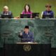 Presiden Prabowo Subianto (sisi bawah) berpidato dalam sesi Debat Umum Sidang Majelis Umum ke-80 Perserikatan Bangsa-Bangsa (PBB), di General Assembly Hall Markas Besar PBB, New York, Amerika Serikat, Selasa (23/9/2025). ANTARA/HO-Tim Media Presiden Prabowo Subianto/Ulanda.id